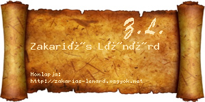 Zakariás Lénárd névjegykártya